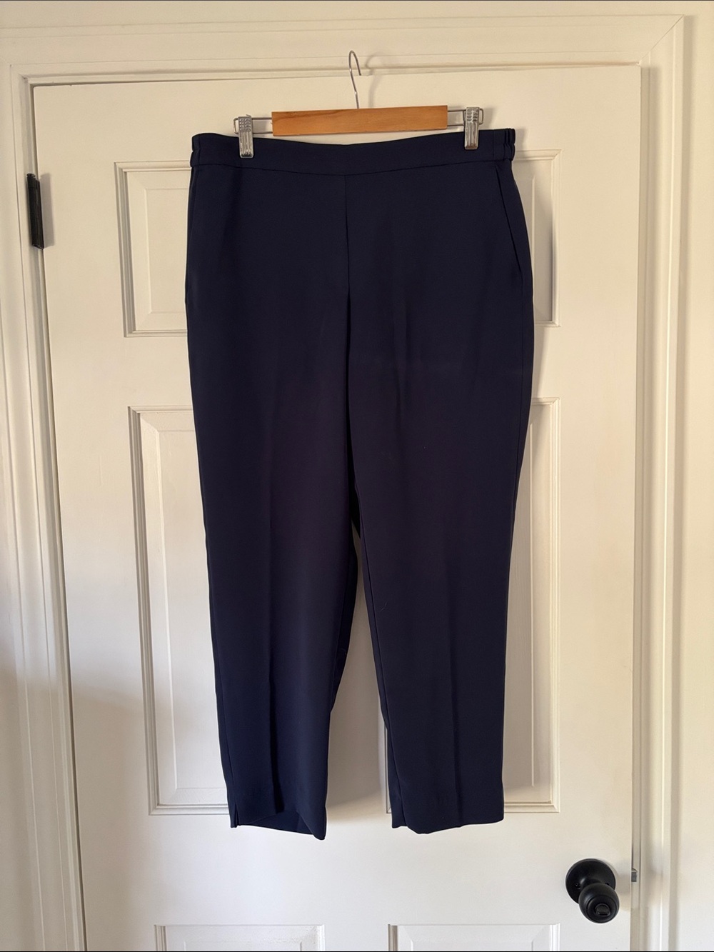 J. Crew Navy Straight-Leg Crepe Pants